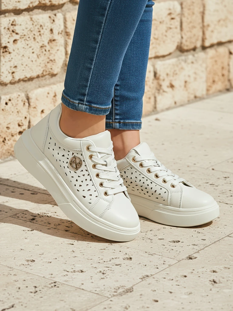 Дамски сникърси Callista бежови еко кожа пролет равни обувки