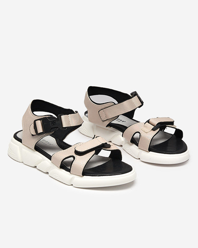 Dziecięce błyszczące sandały w kolorze beżowym Leepe- Obuwie