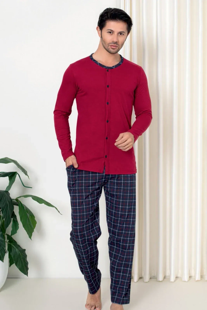 Royalfashion Мъжки памучни пижами на карета