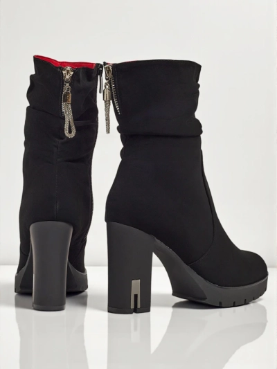 Дамски боти до глезена от еко кожа, матови, на ток Nivarelle