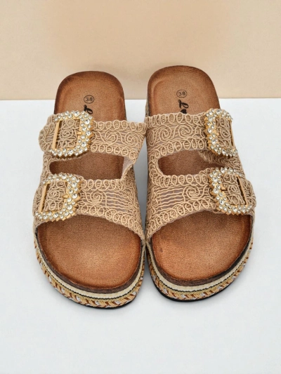 Royalfashion Дамски сандали с катарами с камъни GlamCork