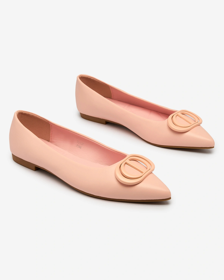 Royalfashion Яркорозови дамски балерини със заострен връх и украса на носа Manixy