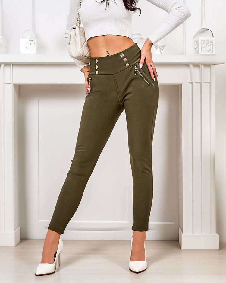 Royalfashion Затоплен дамски панталон с декоративни копчета