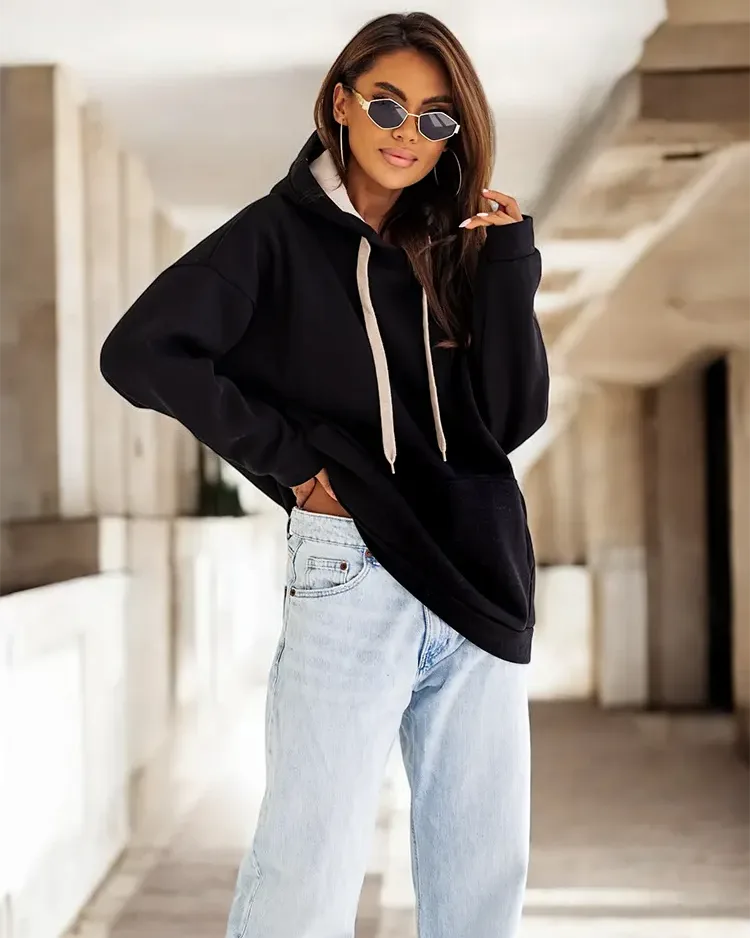 Royalfashion Дамски oversize суитчър с качулка