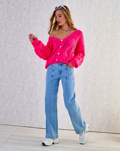 Royalfashion Дамски плетен пуловер с копчета