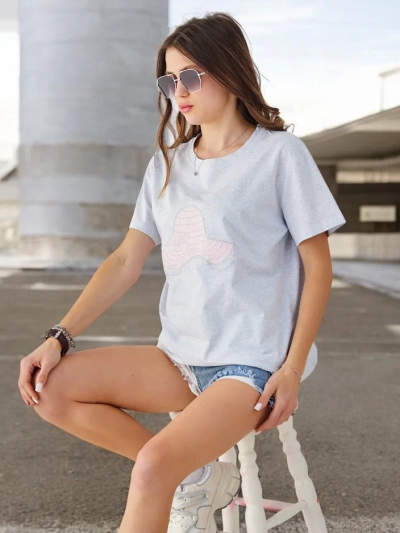 Royalfashion дамска памучна блуза с принт