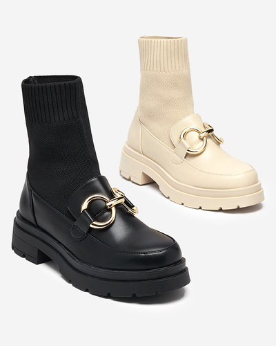 Beżowe damskie półbuty z wysoką cholewką Qenarisa - Obuwie