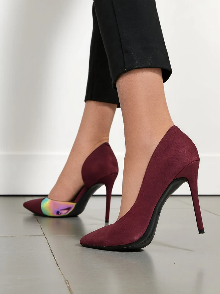 Обувки с токче Royalfashion за жени с панделка и холографска вставка Dremtru
