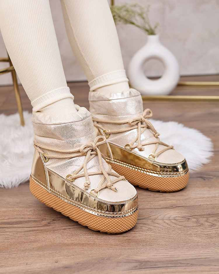 Royalfashion Дамски златни ботуши за сняг с дантела Yevnoie