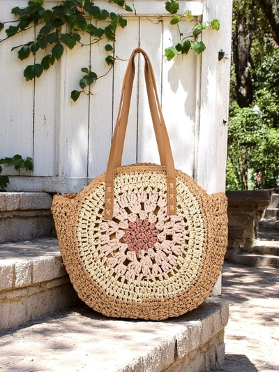 Royalfashion Сламена дамска чанта Flora Grande