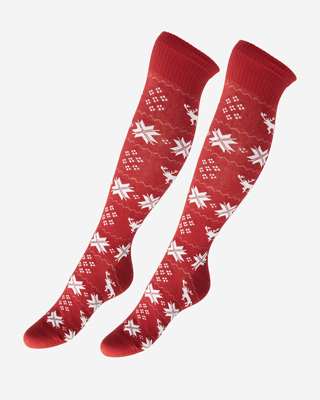 Дамски дълги коледни чорапи в кестеняв цвят - Бельо