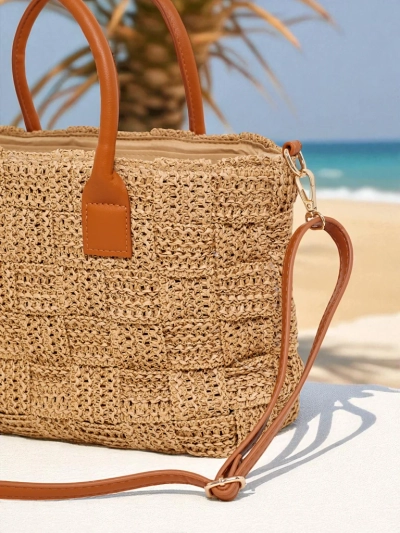 Royalfashion Голяма сламена дамска чанта Aureliana Savio