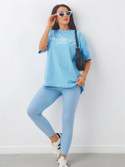 Royalfashion Памучен дамски комплект с къси ръкави и легинси