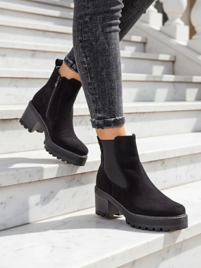 Роялфешън Еко-велур дамски ботуши до глезена на пюнкт Сегори