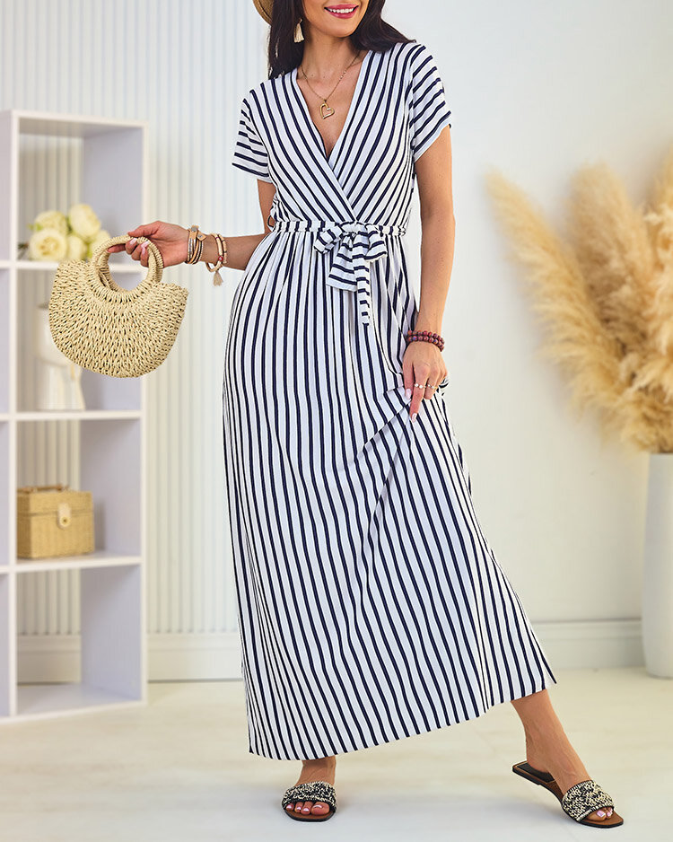 Royalfashion Дамска миди рокля на райета