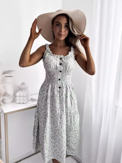 Дамска рокля до коляното с флорална мента Облекло