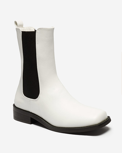 Бели високи дамски боти с квадратен връх Ludiz- Обувки