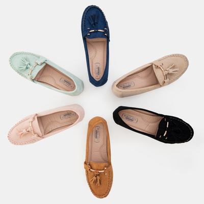 Damskie czarne mokasyny z frędzelkami Amillad- Obuwie