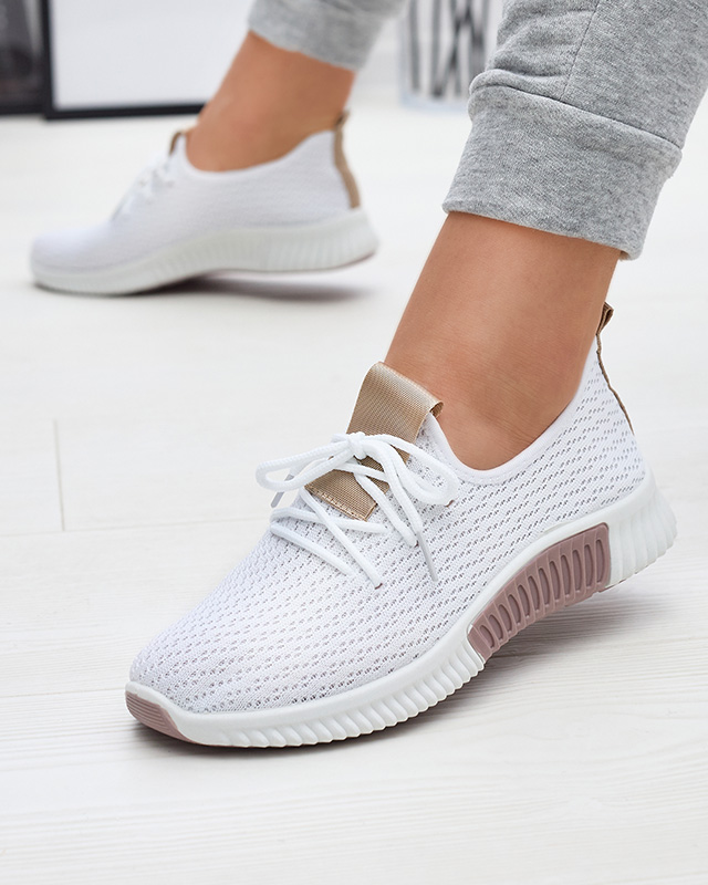 Бели дамски спортни обувки с кафяви вложки Kedeti - Обувки