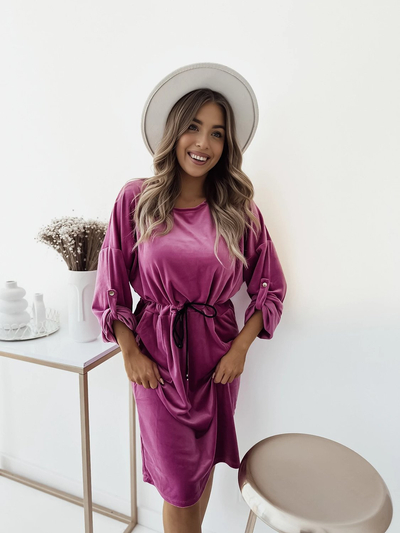 Royalfashion Дамска миди рокля в цвят фуксия