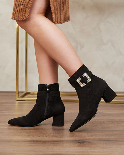 Royalfashion Черни дамски ботуши с нисък ток Masemart