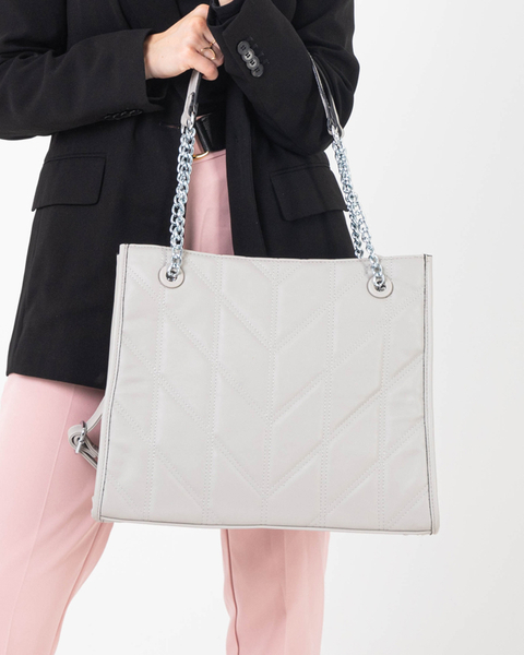 Szara elegancka torebka damska z uchwytami na łańcuszkach - Akcesoria