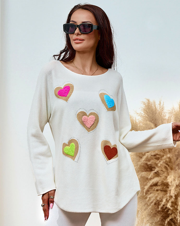 Royalfashion Тънък дамски пуловер със сърца