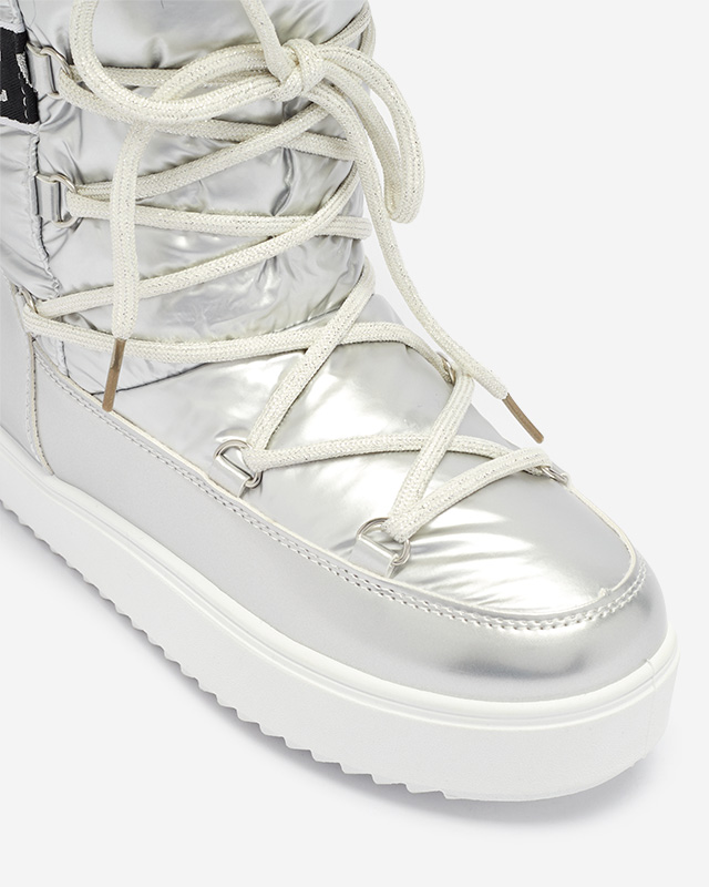 Дамски сребърни лачени ботуши за сняг Fursav - Обувки