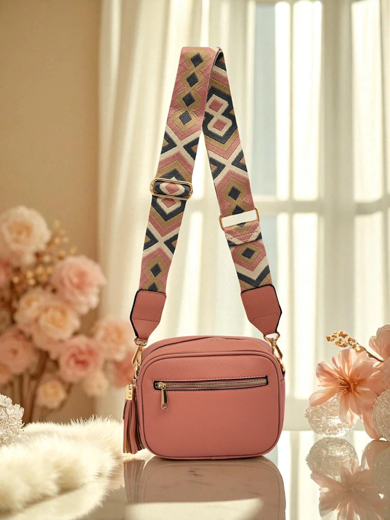 Royalfashion Малка дамска чанта от еко кожа с цветна каишка Kovi Lace