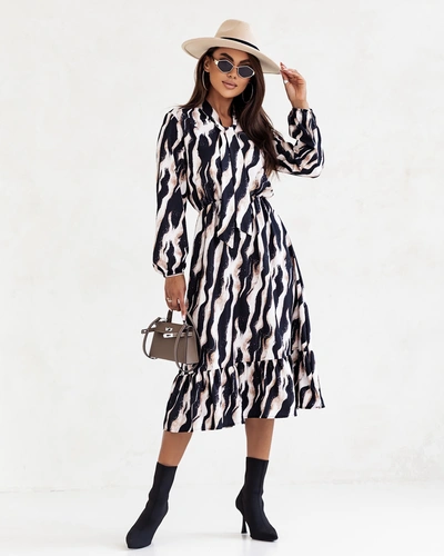 Royalfashion Дамска миди рокля с принт