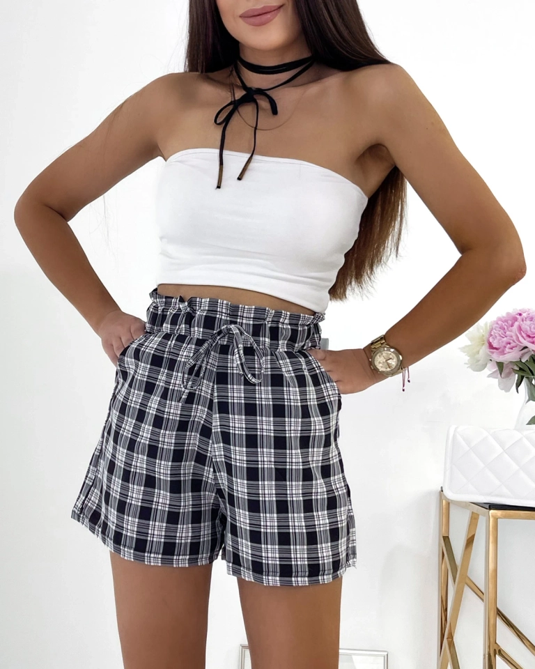 Royalfashion Дамски къси къси панталони в черно каре