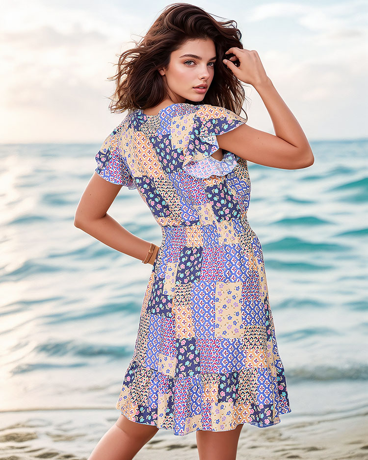 Royalfashion Десенирана дамска мини рокля