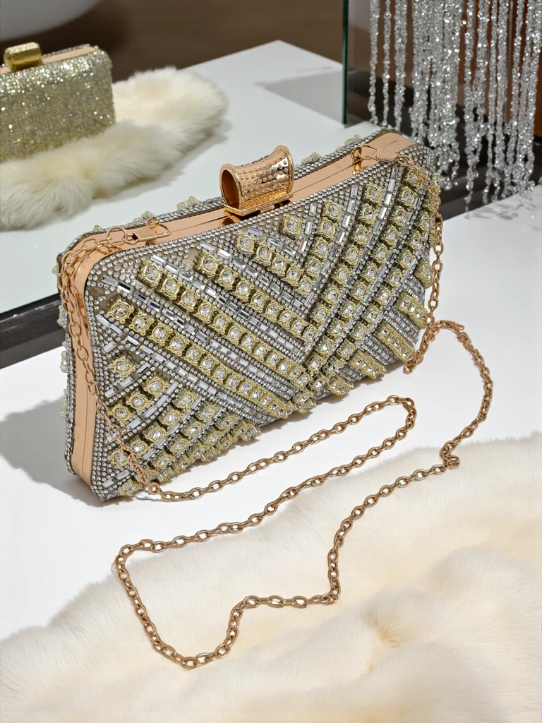 Royalfashion Дамска чанта-плик с цирконии Seraphine Glint