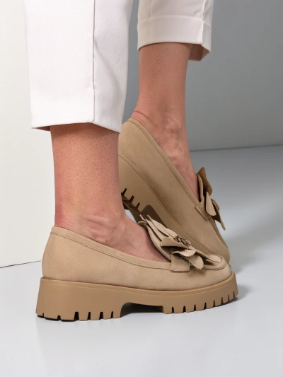 Royalfashion Еко велур дамски мокасини с цвете Floverse