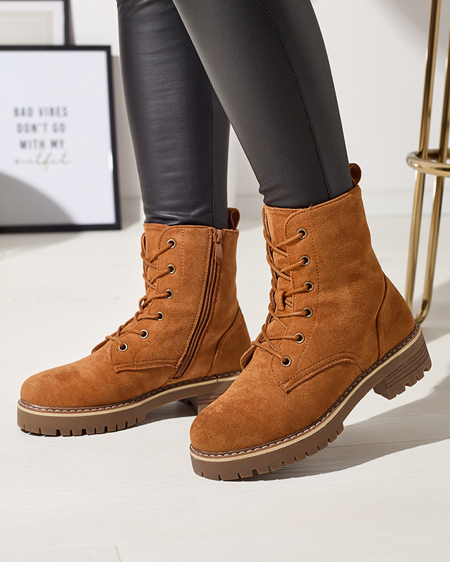 Кафяви дамски ботуши Priviea - Обувки