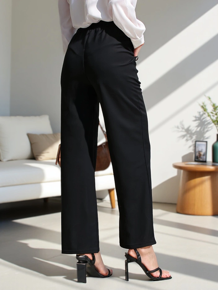 Royalfashion Широки дамски панталони с странични връзки