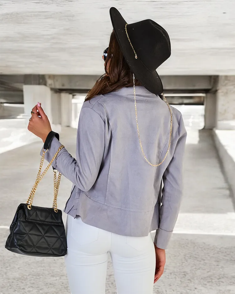 Royalfashion Дамско яке от екокожа с джобове