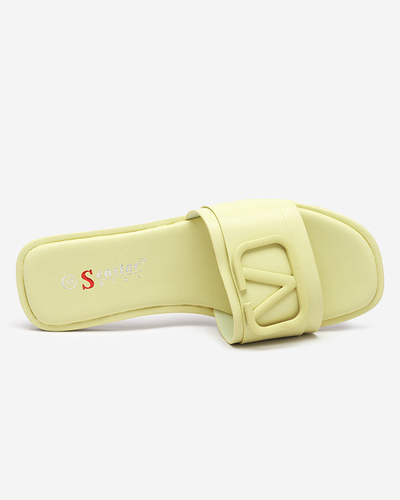 Zielone damskie klapki z eko skóry Cartec- Obuwie