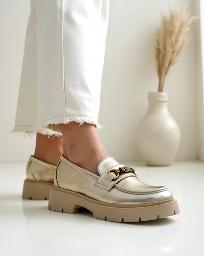 Royalfashion Женски мокасини с позлата Goldlove