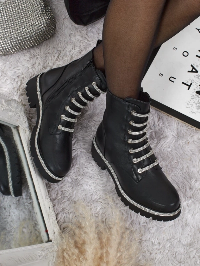 Дамски боти Lunara от еко кожа с връзки