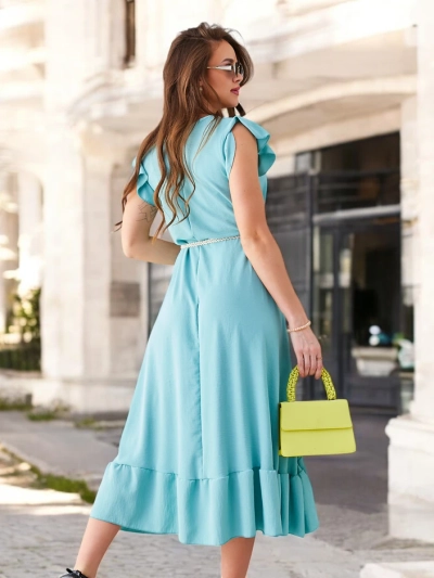 Рокля миди за жени Royalfashion с ръбове и къси ръкави