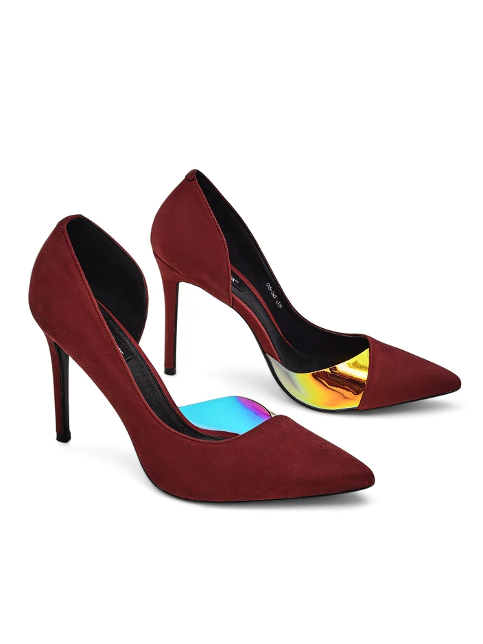 Обувки с токче Royalfashion за жени с панделка и холографска вставка Dremtru