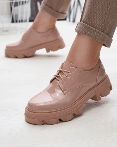 Розови лакирани дамски полуобувки Delgor- Footwear