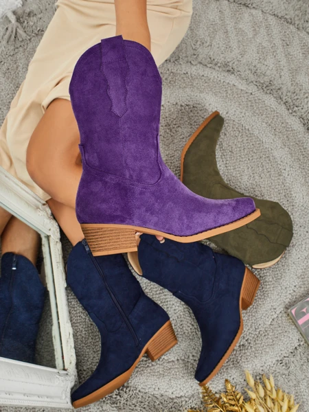 Дамски еко велурени каубойски ботуши SpireHush