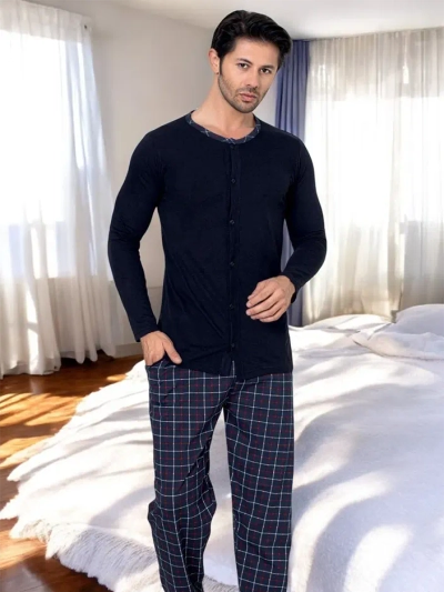 Royalfashion Мъжки памучни пижами на райета