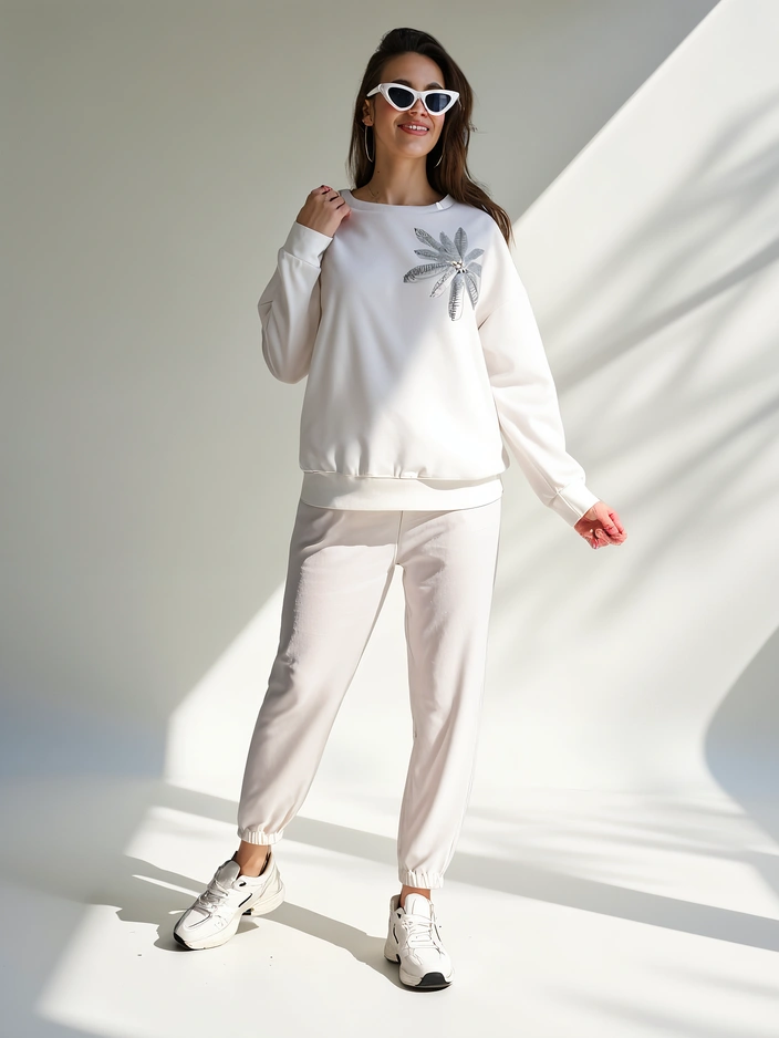 Royalfashion Женски комплект от вискоза с цвете