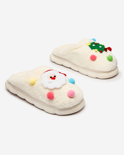 Royalfashion Коледни дамски чехли в бяло Fertemse