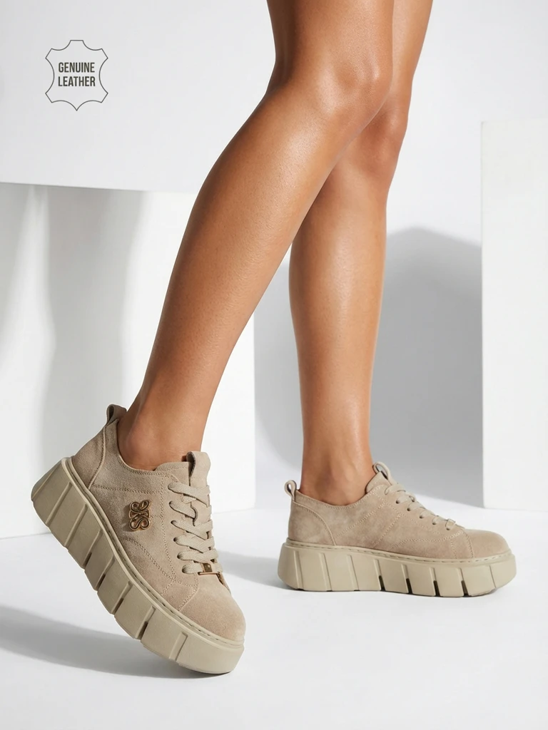 Спортни дамски маратонки от естествена кожа Renos