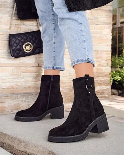 Дамски глезенови ботуши Royalfashion на ток Борон