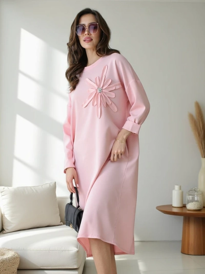 Royalfashion Женска миди рокля с голям размер и цвете